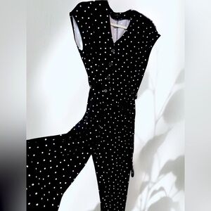 Worthington Black and White Polka Dot Jumpsuit
